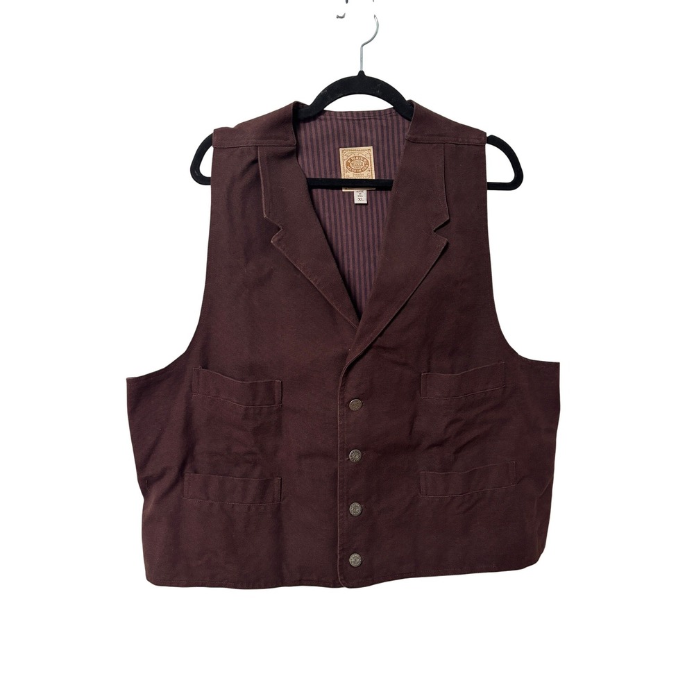 Wah Maker Frontier Clothing Brown Cotton Canvas Western Vest USA Made Mens XL